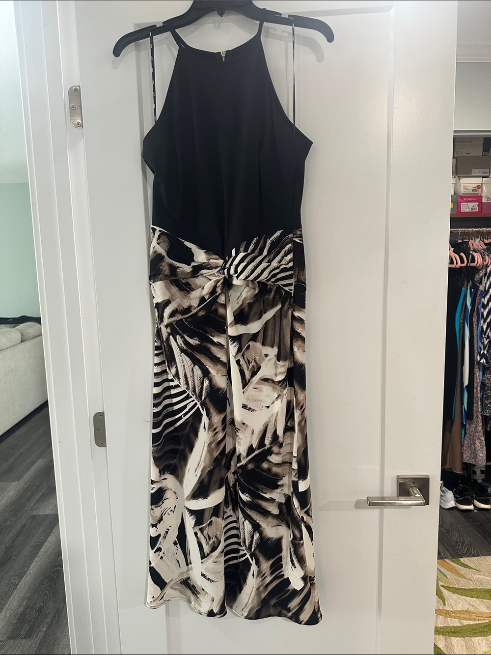 DKNY Black & Ivory Printed Dress.